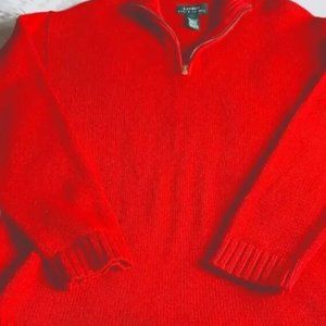 Ralph Lauren Red 1/4 Zip Sweater M